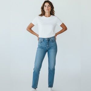 DKNY Ludlow denim blue jeans petites 12R 5 pocket design zipper button stretchy